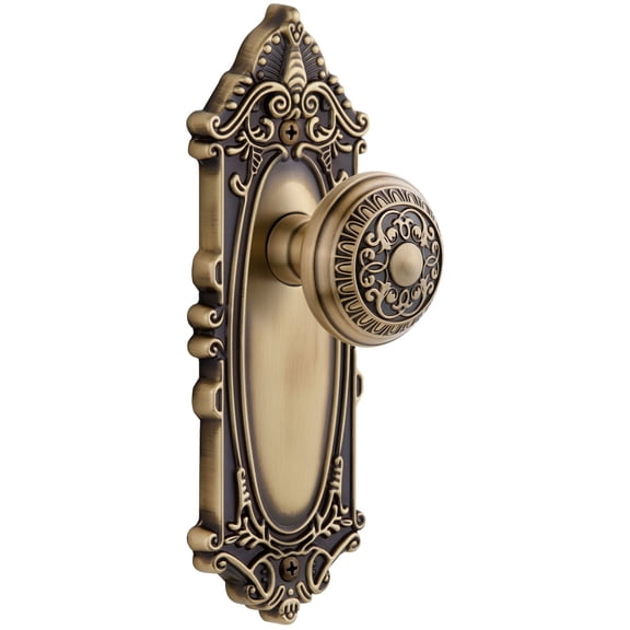 Grandeur Gvcwin_Prv_234 Grande Victorian Solid Brass Rose Privacy Door Knob Set - Brass