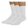 thumbnail image 1 of Grandeur Hosiery Men's Big and Tall King Size Diabetic Circulatory Non-Binding Top Loose Top Casual Crew Mid Calf Cotton Seamless Toe Socks 3-Pairs White X-Large, 1 of 5