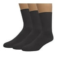 thumbnail image 1 of Grandeur Hosiery Men's Diabetic Circulatory Non-Binding Top Loose Top Casual Crew Mid Calf Cotton Seamless Toe Socks 3-Pairs Black 9-11, 1 of 5