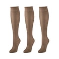 thumbnail image 1 of Grandeur Hosiery Women's Ladies Plus Size Queen Sheer Support Knee High Stockings 3-Pack Coffee 3X, 1 of 5