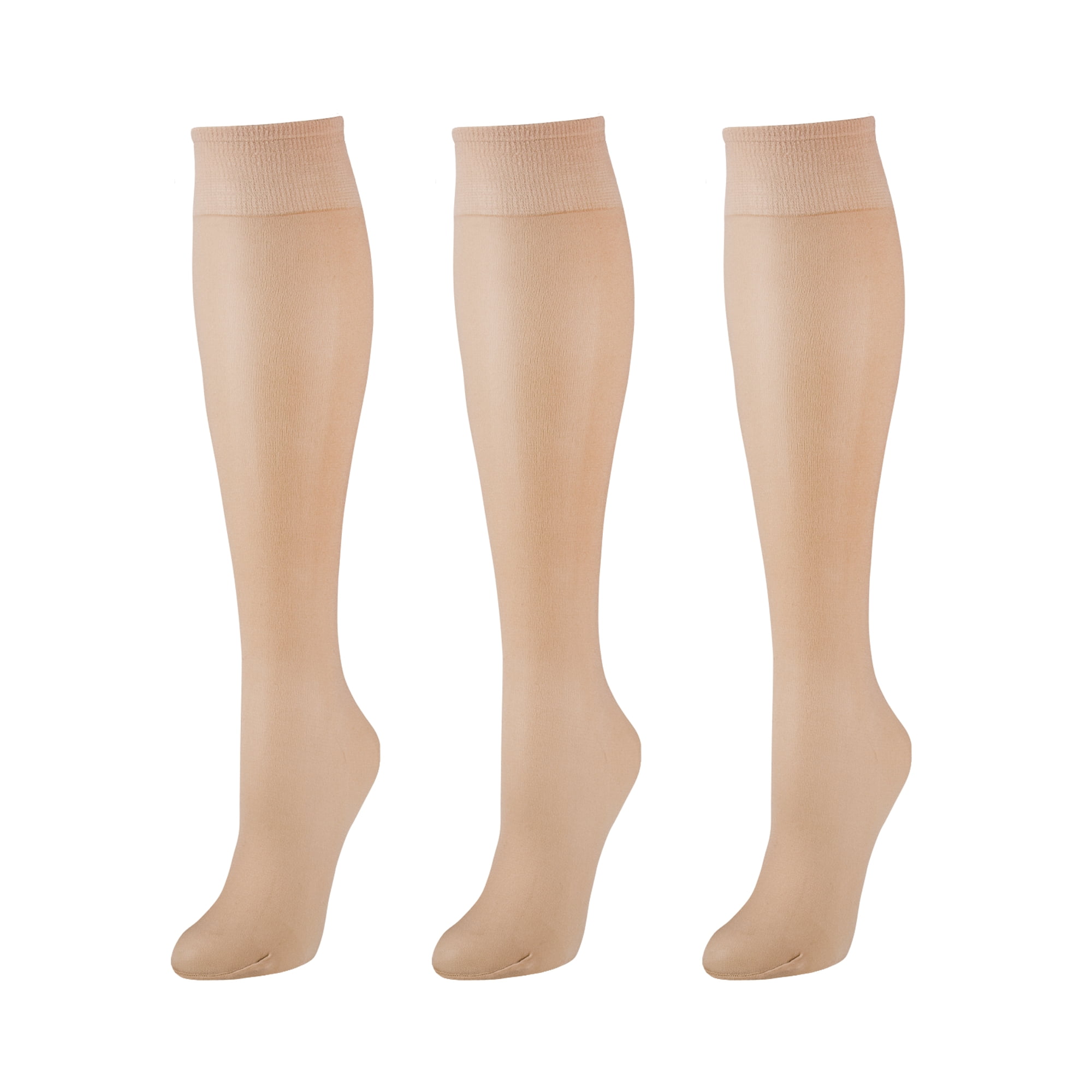 Grandeur Hosiery Women s Ladies Plus Size Queen Sheer Support Knee High Stockings 3 Pack Black 4X Walmart