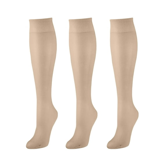 Grandeur Hosiery Women's Ladies Plus Size Queen Sheer Support Knee High Stockings 3-Pack Taupe 4X