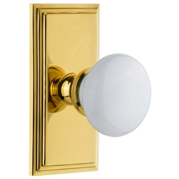 Grandeur Carhyd_Psg_238 Carre Solid Brass Rose Passage Door Knob Set - Brass