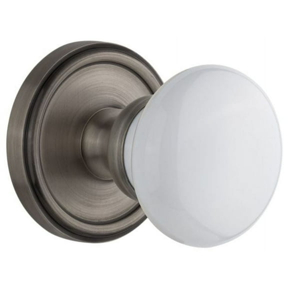 Grandeur Geohyd_Prv_234 Georgetown Solid Brass Rose Privacy Knob Set - Grey