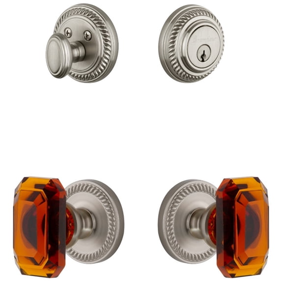 Grandeur Newbca_Sp_Eset_238 Newport Solid Brass Single Cylinder Keyed Entry Knobset And