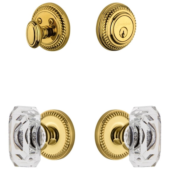 Grandeur Newbcc_Sp_Eset_238 Newport Solid Brass Single Cylinder Keyed Entry Knobset And