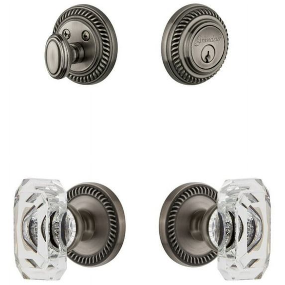 Grandeur Newbcc_Sp_Eset_238 Newport Solid Brass Single Cylinder Keyed Entry Knobset And