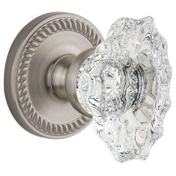 Grandeur Newbia_Psg_238 Newport Solid Brass Rose Passage Door Knob Set - Nickel