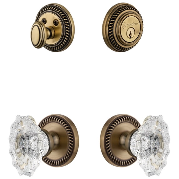 Grandeur Newbia_Sp_Eset_234 Newport Solid Brass Single Cylinder Keyed Entry Knobset And