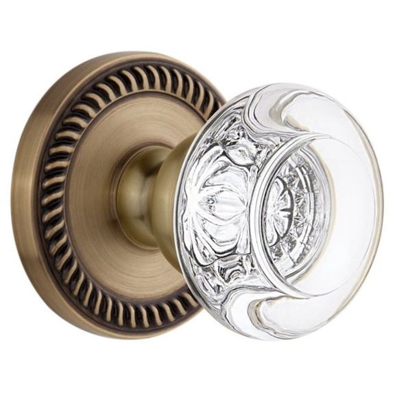 Grandeur Newbor_Dd_Na Newport Solid Brass Rose Dummy Door Knob Set - Brass