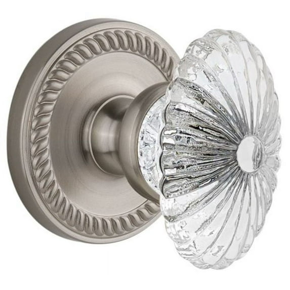 Grandeur Newbur_Psg_234 Newport Solid Brass Rose Passage Door Knob Set - Nickel