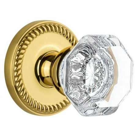 Grandeur Newchm_Dd_Na Newport Solid Brass Rose Dummy Door Knob Set - Brass