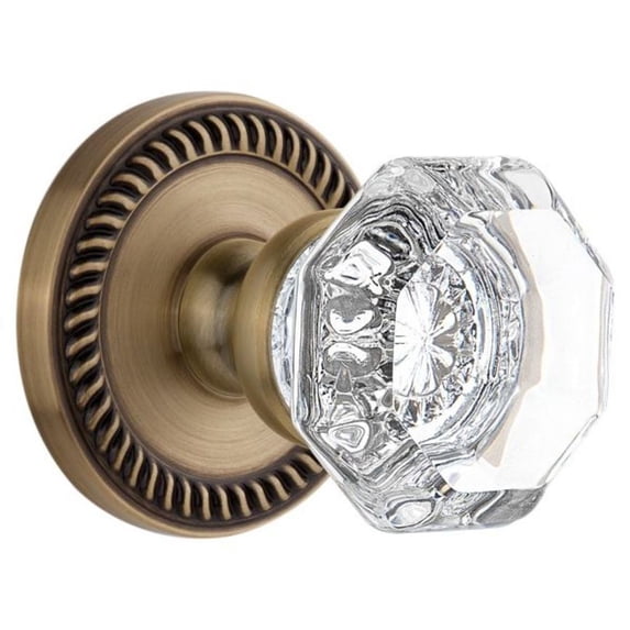 Grandeur 813129 Newport Solid Brass Rose Passage Door Knob Set - Brass