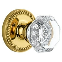 Grandeur Newchm_Psg_238 Newport Solid Brass Rose Passage Door Knob Set - Brass
