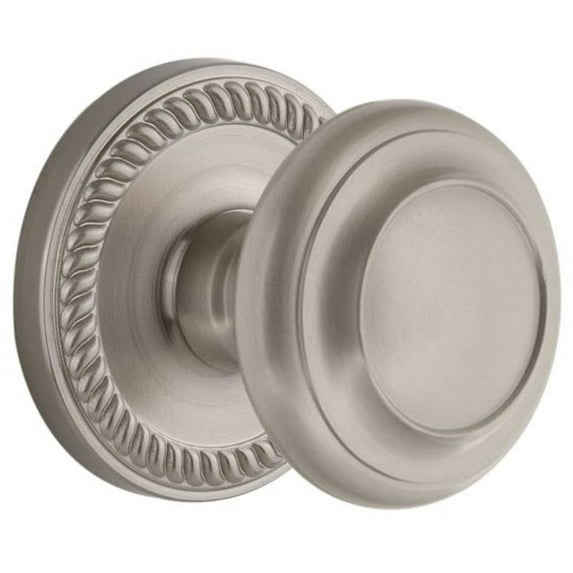 Grandeur Newcir_Dd_Na Newport Solid Brass Rose Dummy Door Knob Set - Nickel