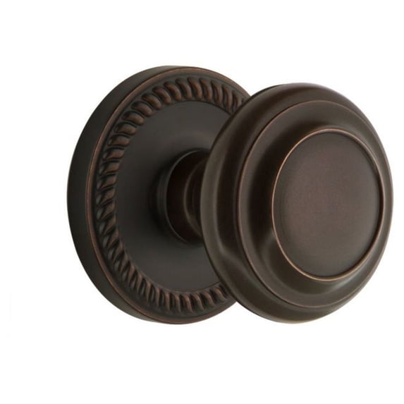 Grandeur Newcir_Prv_238 Newport Solid Brass Rose Privacy Door Knob Set - Bronze