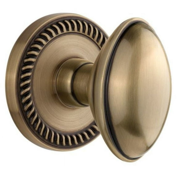 Grandeur Newedn_Prv_234 Newport Solid Brass Rose Privacy Door Knob Set - Brass