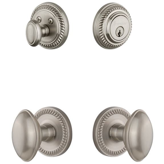 Grandeur Newedn_Sp_Eset_238 Newport Solid Brass Single Cylinder Keyed Entry Knobset And
