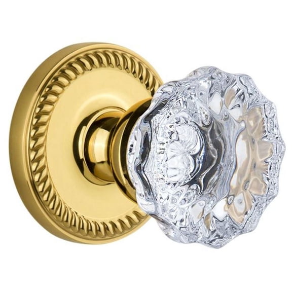 Grandeur Fontainebleau Crystal Door Knob with Newport Plate
