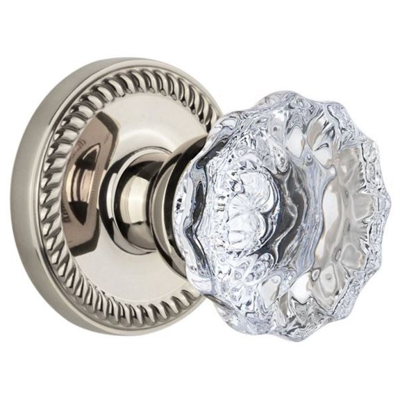 Grandeur 814687 Newport Solid Brass Rose Privacy Door Knob Set - Nickel