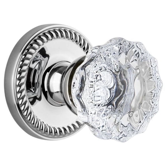 Grandeur Newfon_Prv_238 Newport Solid Brass Rose Privacy Door Knob Set - Chrome