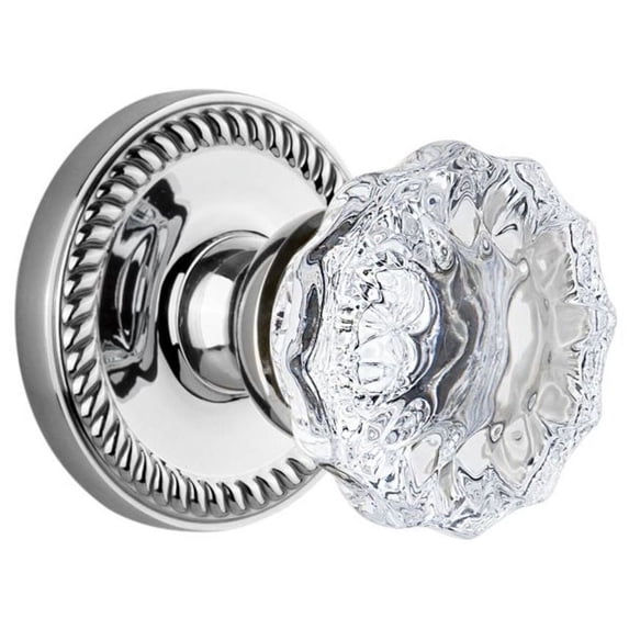 Grandeur 813156 Newport Solid Brass Rose Passage Door Knob Set - Chrome