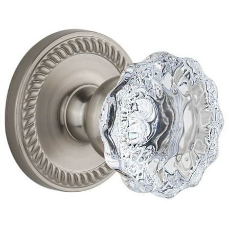 Grandeur Newfon_Psg_238 Newport Solid Brass Rose Passage Door Knob Set - Nickel