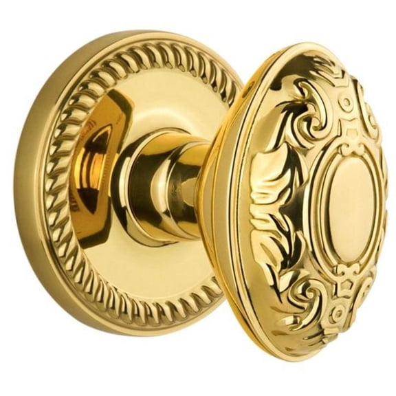 Grandeur 814693 Newport Solid Brass Rose Privacy Door Knob Set - Brass