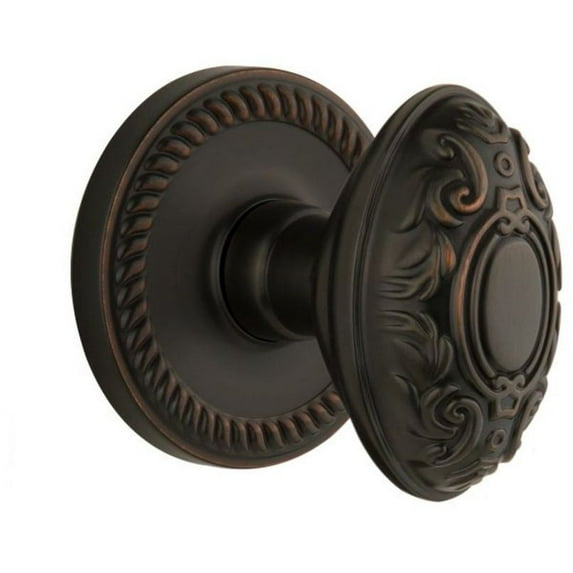 Grandeur Newgvc_Psg_234 Newport Solid Brass Rose Passage Door Knob Set - Bronze