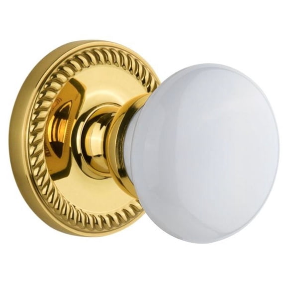 Grandeur 814701 Newport Solid Brass Rose Privacy Door Knob Set - Brass