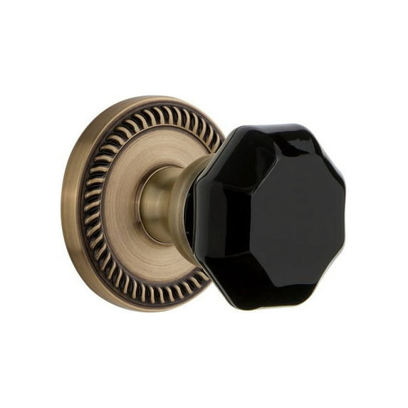 Grandeur Newlyo_Prv_238 Newport Solid Brass Rose Privacy Door Knob Set - Brass