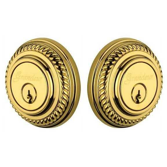 Grandeur Newnew_Dblcyl_234 Newport Solid Brass Rose Keyed Entry Double Cylinder Deadbolt -