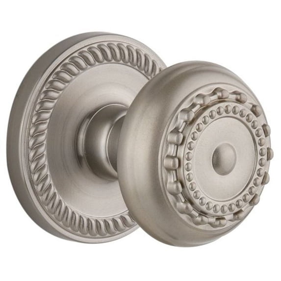 Grandeur Newpar_Prv_238 Newport Solid Brass Rose Privacy Door Knob Set - Nickel