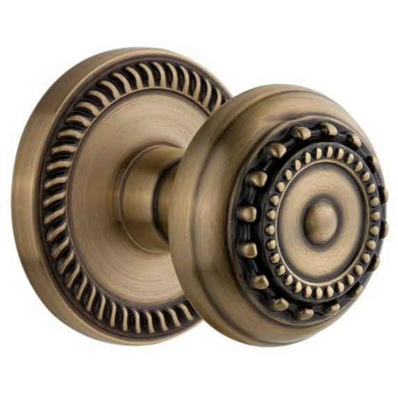 Grandeur Newpar_Psg_234 Newport Solid Brass Rose Passage Door Knob Set - Brass