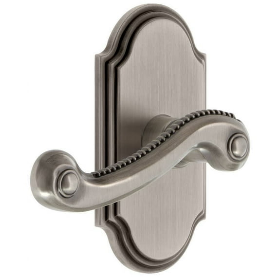 Grandeur Arcnew_Psg_234_Lh Arc Solid Brass Left Handed Passage Door Lever Set - Grey