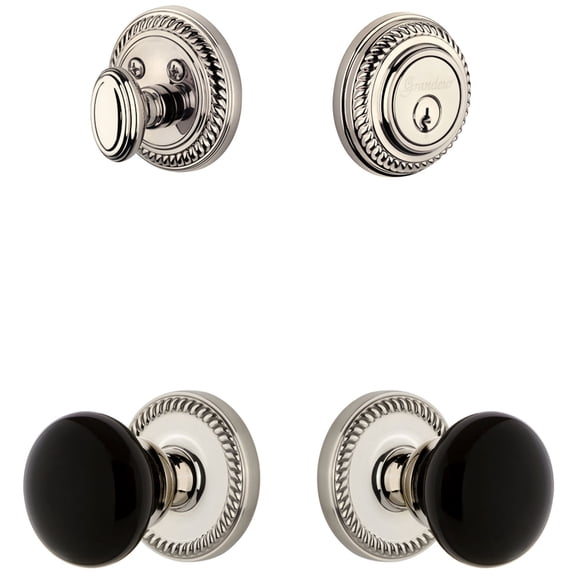 Grandeur Newport Rosette Single Cylinder Knob Combo Pack with Coventry Knob and matching Deadbolt