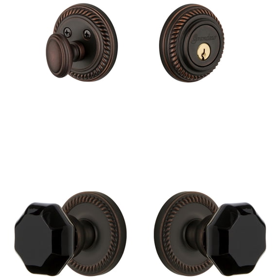 Grandeur Newlyo_Sp_Eset_238 Newport Solid Brass Rose Single Cylinder Keyed Entry Deadbolt