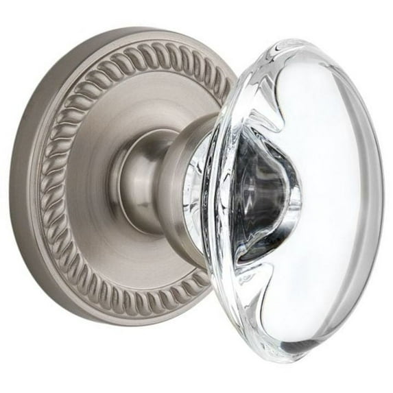Grandeur Newpro_Prv_234 Newport Solid Brass Rose Privacy Door Knob Set - Nickel