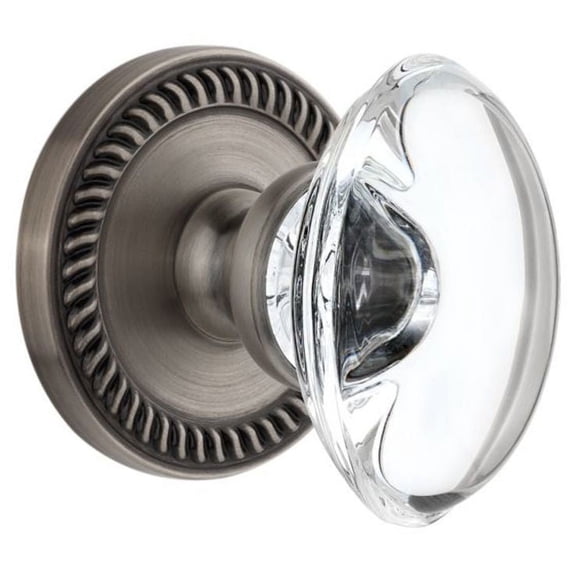 Grandeur 813187 Newport Solid Brass Rose Passage Door Knob Set - Grey