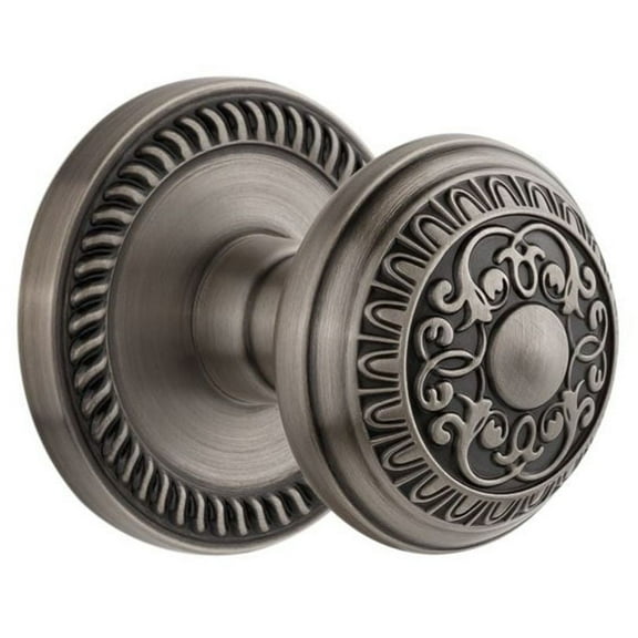 Grandeur Newwin_Dd_Na Newport Solid Brass Rose Dummy Door Knob Set - Grey