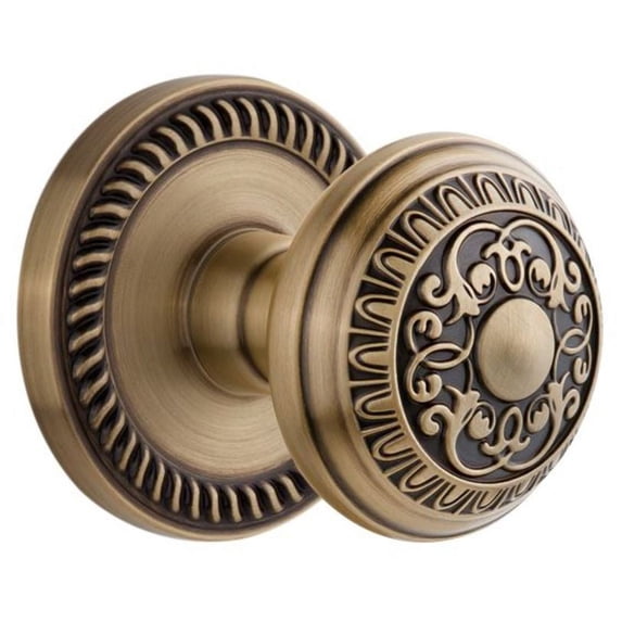 Grandeur 821266 Newport Solid Brass Rose Privacy Door Knob Set - Brass