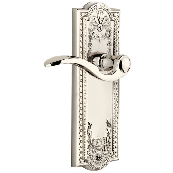 Grandeur 814746 Parthenon Solid Brass Rose Right Handed Privacy Door Lever Set - Nickel