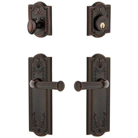 Grandeur 835444 Parthenon Solid Brass Right Handed Single Cylinder Keyed Entry Leverset
