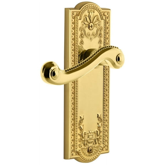 Grandeur Parnew_Psg_234 Parthenon Solid Brass Rose Right Handed Passage Door Lever Set -