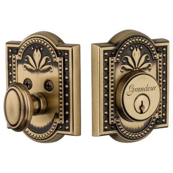 Grandeur Parpar_Sglcyl_234 Parthenon Solid Brass Rose Single Cylinder Keyed Entry Deadbolt