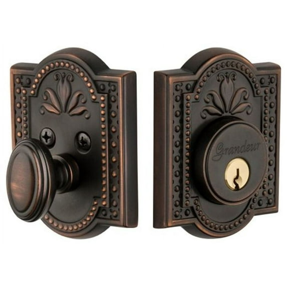 Grandeur Parpar_Sglcyl_238 Parthenon Solid Brass Rose Single Cylinder Keyed Entry Deadbolt