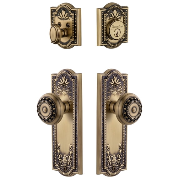 Grandeur 823063 Parthenon Solid Brass Single Cylinder Keyed Entry Knobset And Deadbolt
