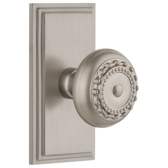 Grandeur 810751 Carre Solid Brass Rose Passage Door Knob Set - Nickel