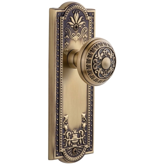 Grandeur 814882 Parthenon Solid Brass Rose Privacy Door Knob Set - Brass