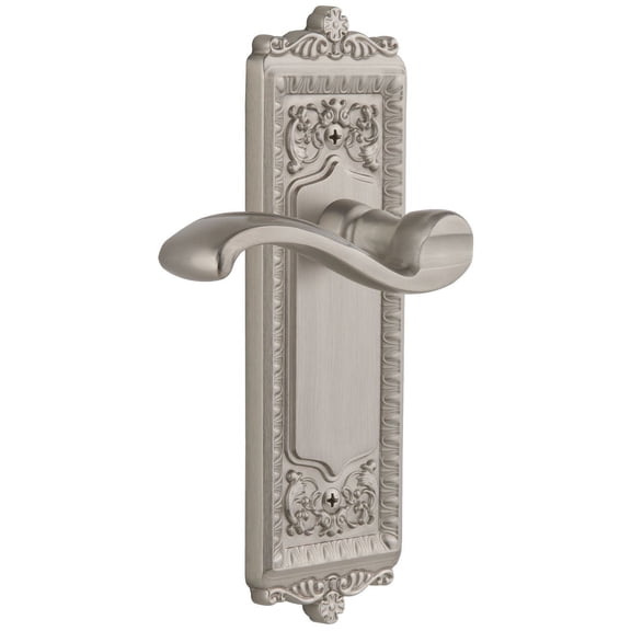 Grandeur 813715 Windsor Solid Brass Rose Right Handed Passage Door Lever Set - Nickel